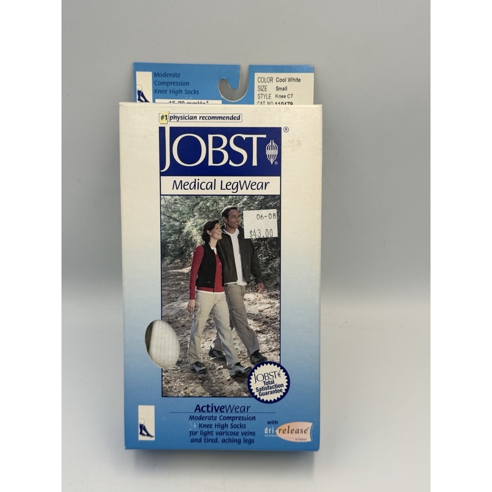 JOBST ActiveWear Compression Knee High Socks 15-20 mmHg Cool White Small Knee CT